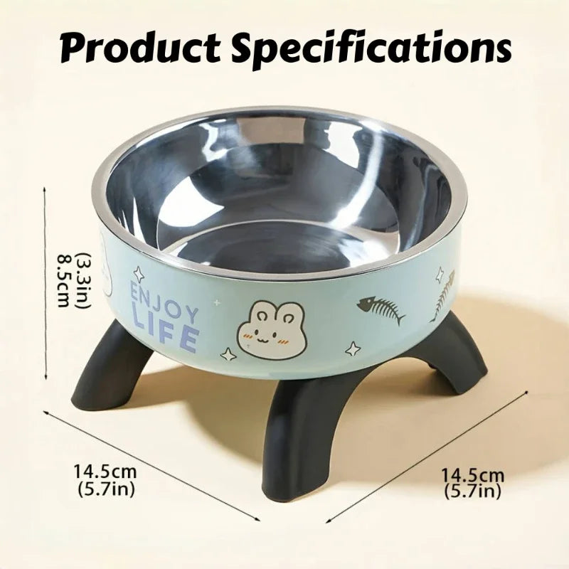 Elevated Stainless Steel Pet Bowl – Ergonomic & Non-Slip for Cats & Small Dogs