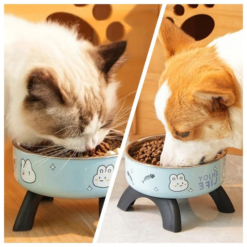 Elevated Stainless Steel Pet Bowl – Ergonomic & Non-Slip for Cats & Small Dogs