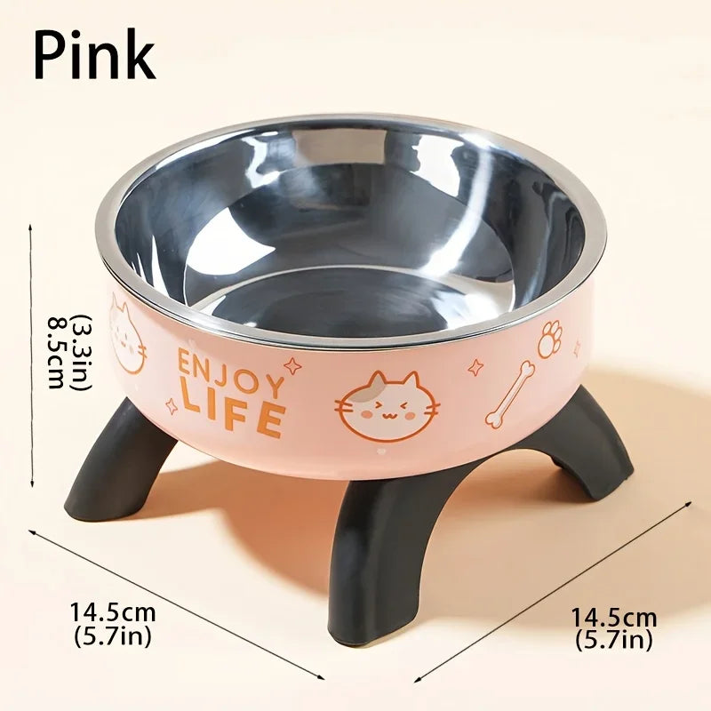 Elevated Stainless Steel Pet Bowl – Ergonomic & Non-Slip for Cats & Small Dogs