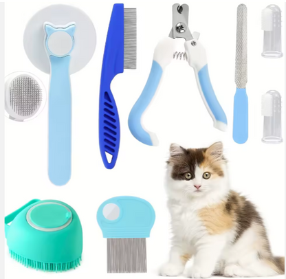 All-in-One Pet Grooming & Tick-Removal Kit (13–14 pcs) — Dogs & Cats