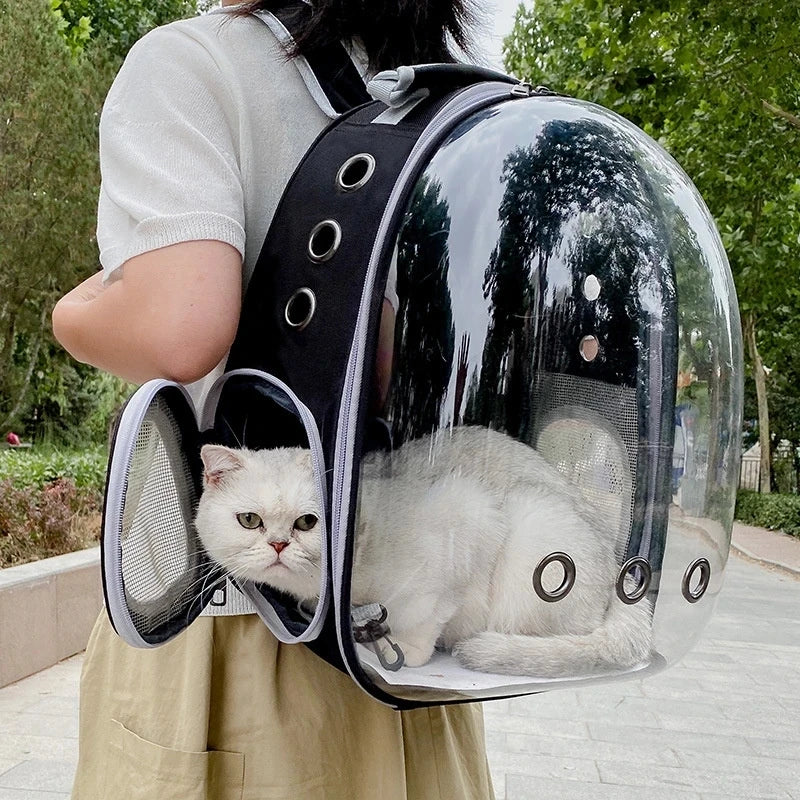 Space Capsule Pet Backpack – Transparent, Breathable (Cats & Small Dogs)