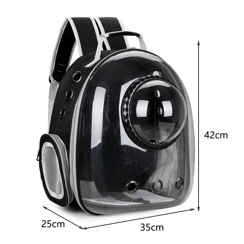 Space Capsule Pet Backpack – Transparent, Breathable (Cats & Small Dogs)