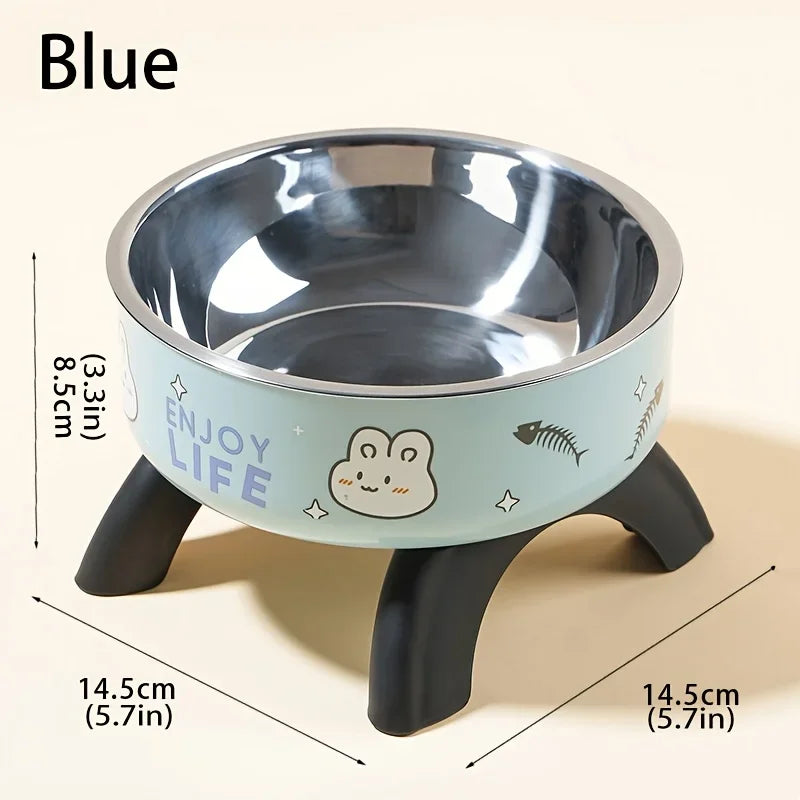 Elevated Stainless Steel Pet Bowl – Ergonomic & Non-Slip for Cats & Small Dogs