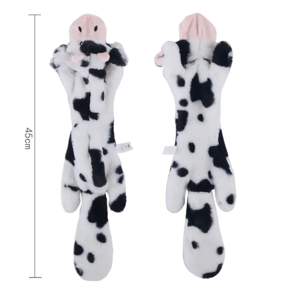 Funny Stuffingless Animal Dog Toy – Durable Plush Squeaky Chew Toy with Crinkle Sounds for Dogs & Puppies