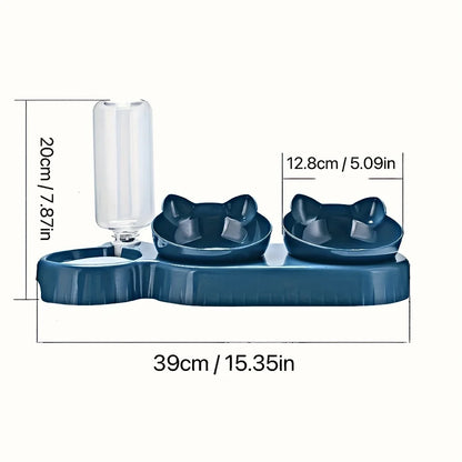 3-in-1 Tilted Cat Bowl Set – Elevated Feeding Station for Cats & Kittens