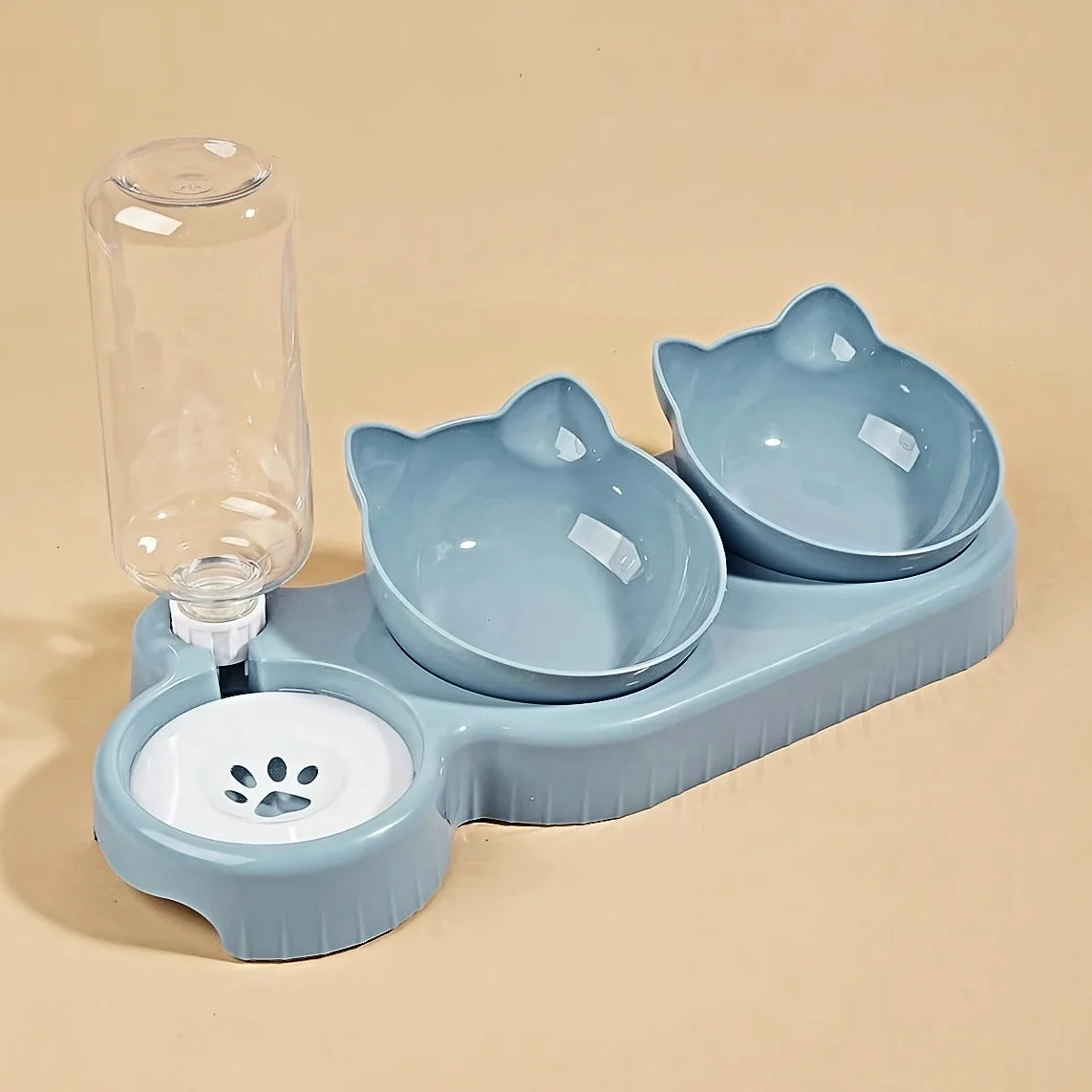 3-in-1 Tilted Cat Bowl Set – Elevated Feeding Station for Cats & Kittens