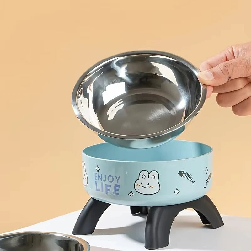 Elevated Stainless Steel Pet Bowl – Ergonomic & Non-Slip for Cats & Small Dogs