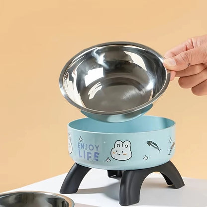 Elevated Stainless Steel Pet Bowl – Ergonomic & Non-Slip for Cats & Small Dogs