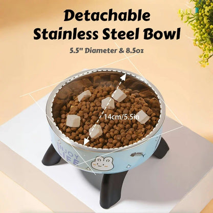 Elevated Stainless Steel Pet Bowl – Ergonomic & Non-Slip for Cats & Small Dogs