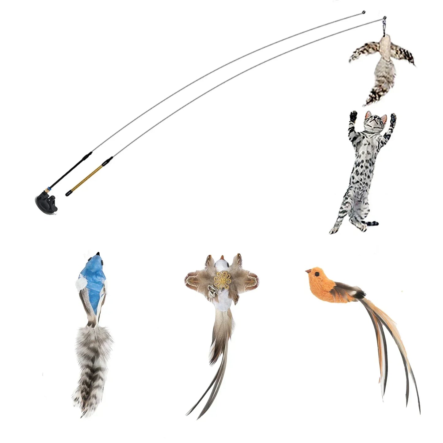 Interactive Peacock Cat Wand Toy