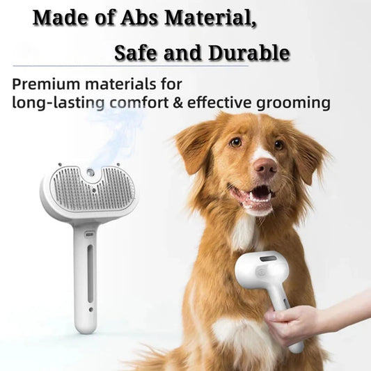 Steam Spray Dog & Cat Grooming Brush – 3-in-1 Mist & De-Shedding