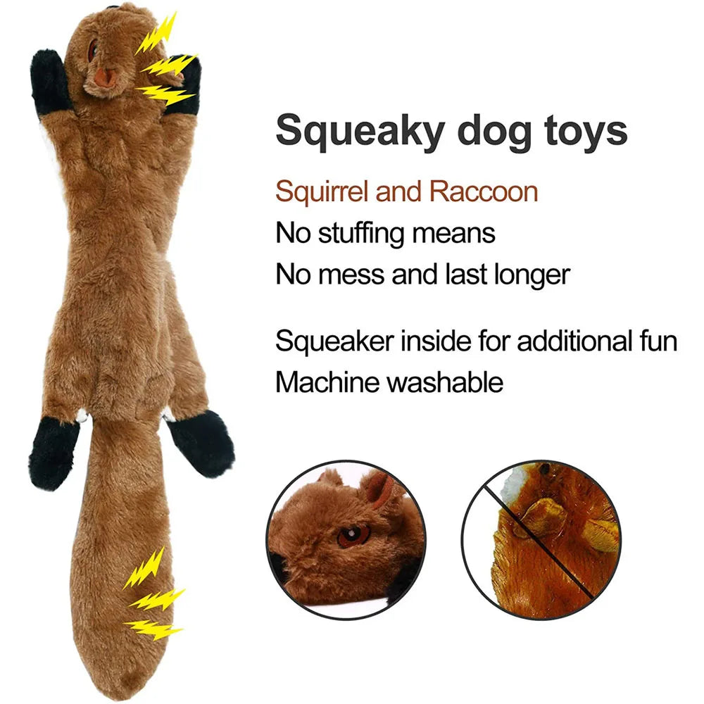 Funny Stuffingless Animal Dog Toy – Durable Plush Squeaky Chew Toy with Crinkle Sounds for Dogs & Puppies