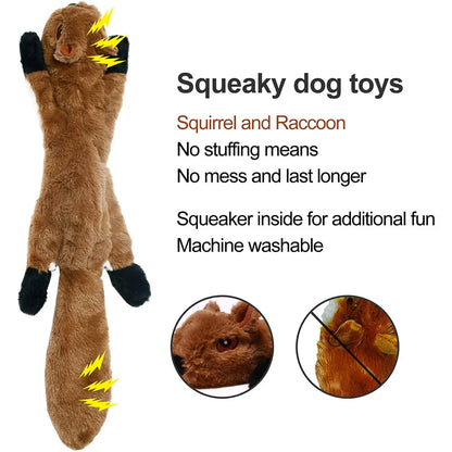 Funny Stuffingless Animal Dog Toy – Durable Plush Squeaky Chew Toy with Crinkle Sounds for Dogs & Puppies