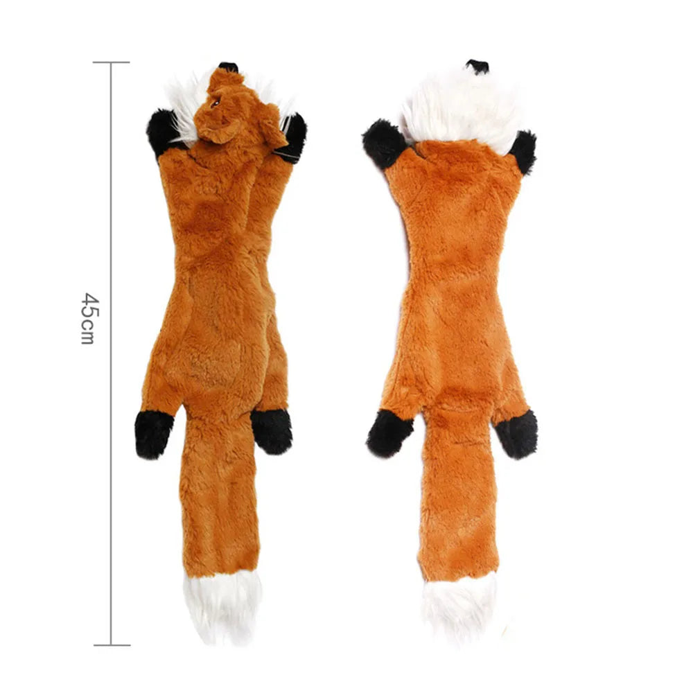 Funny Stuffingless Animal Dog Toy – Durable Plush Squeaky Chew Toy with Crinkle Sounds for Dogs & Puppies