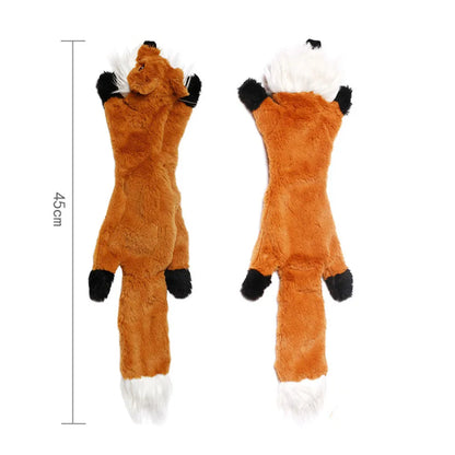 Funny Stuffingless Animal Dog Toy – Durable Plush Squeaky Chew Toy with Crinkle Sounds for Dogs & Puppies