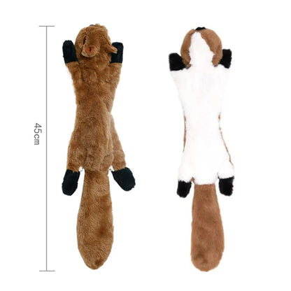 Funny Stuffingless Animal Dog Toy – Durable Plush Squeaky Chew Toy with Crinkle Sounds for Dogs & Puppies