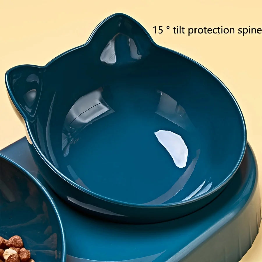 3-in-1 Tilted Cat Bowl Set – Elevated Feeding Station for Cats & Kittens