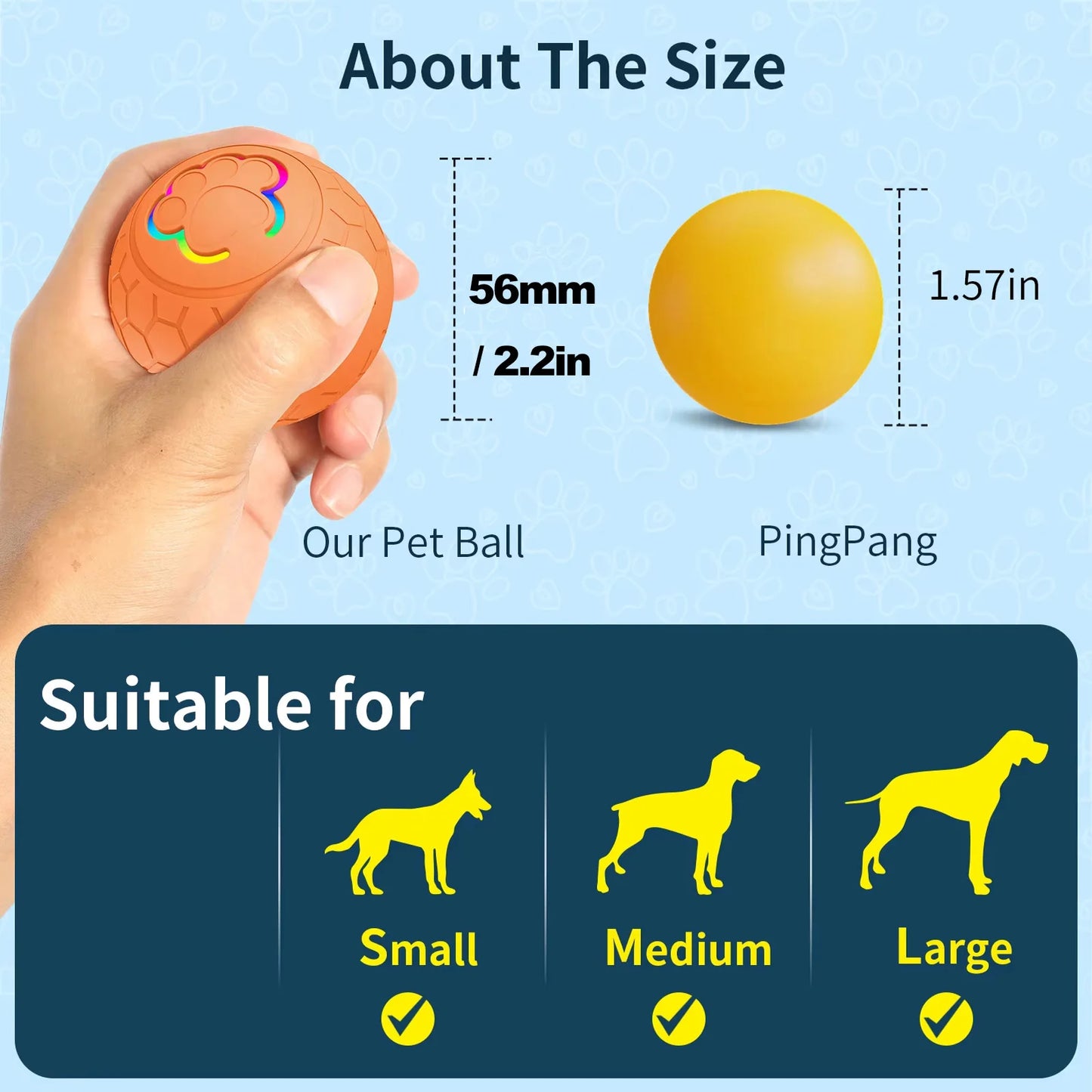 Smart Dog Toy Ball – USB Rechargeable Interactive Pet Ball with Automatic Bouncing, Rolling & RGB Lights for Dogs & Cats