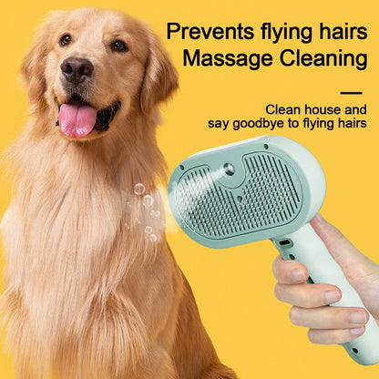 Steam Spray Dog & Cat Grooming Brush – 3-in-1 Mist & De-Shedding