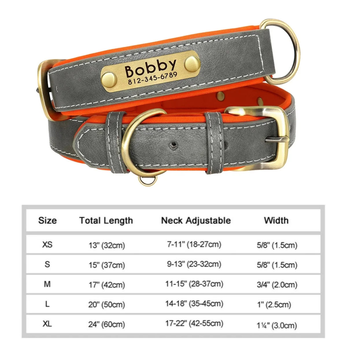 NameTag Personalized Leather Dog Collar