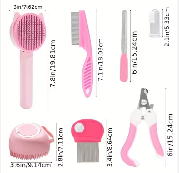 All-in-One Pet Grooming & Tick-Removal Kit (13–14 pcs) — Dogs & Cats