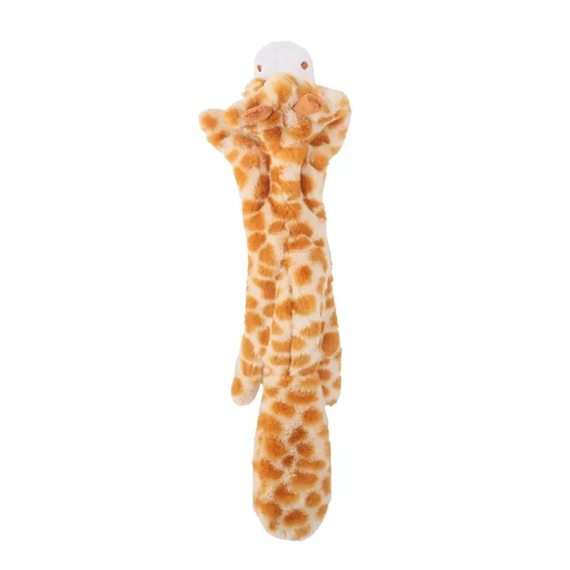 Funny Stuffingless Animal Dog Toy – Durable Plush Squeaky Chew Toy with Crinkle Sounds for Dogs & Puppies